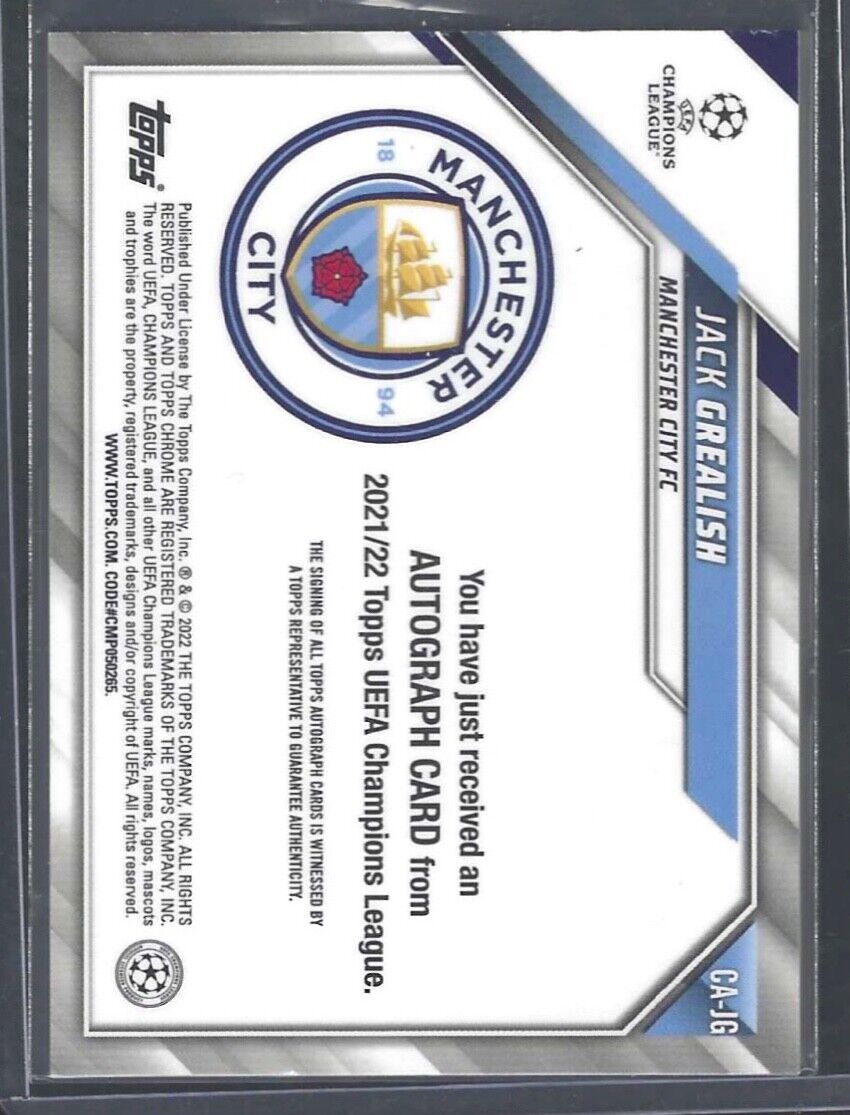 JACK GREALISH 2021-22 TOPPS CHROME UCL ORANGE LAVA REFRACTOR AUTO SSP #CA-JG