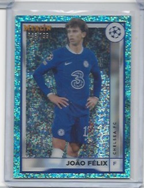 JOAO FELIX 2022-23 TOPPS MERLIN CHROME AQUA SPECKLE REFRACTOR #D 148/199