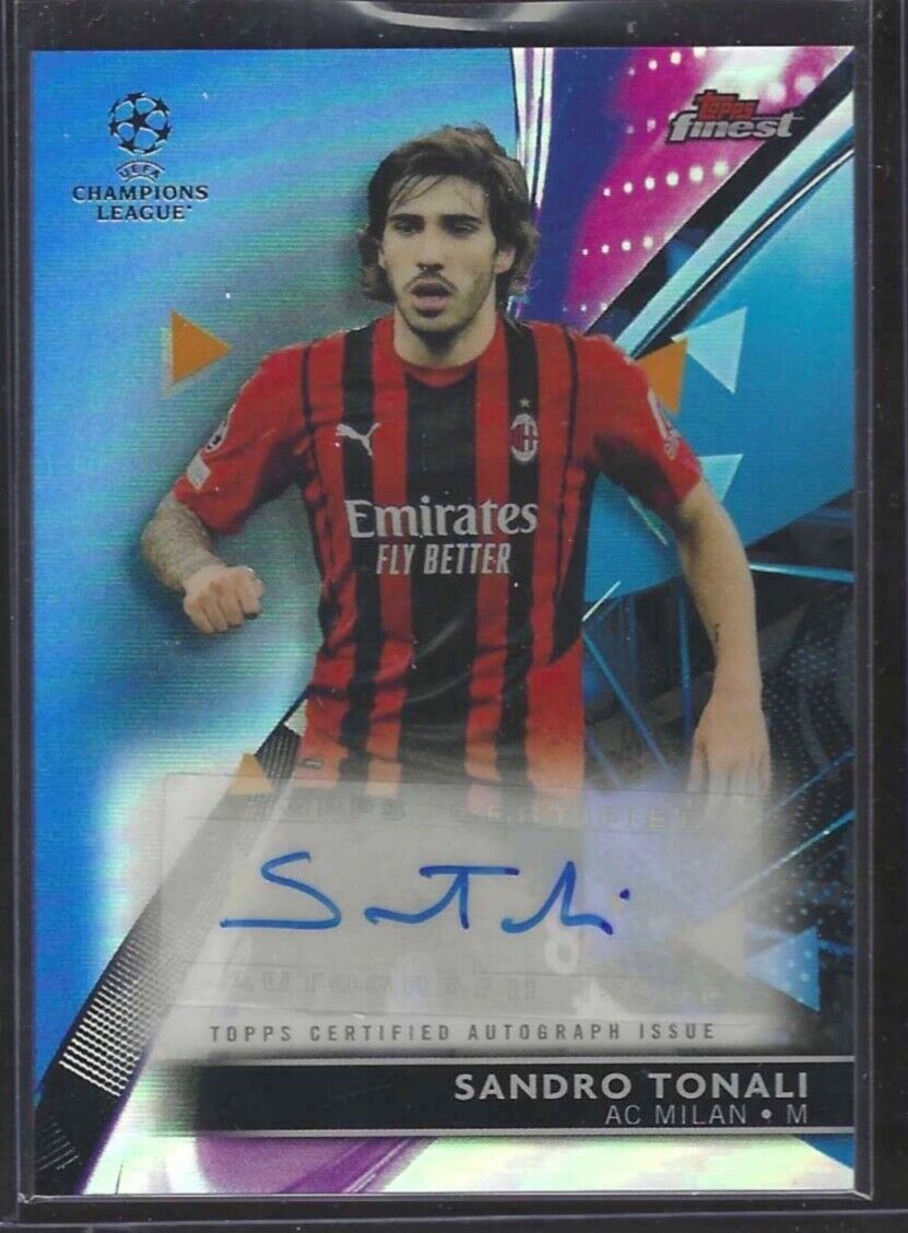SANDRO TONALI 2021-22 TOPPS FINEST BLUE REFRACTOR AUTO #D 123/150
