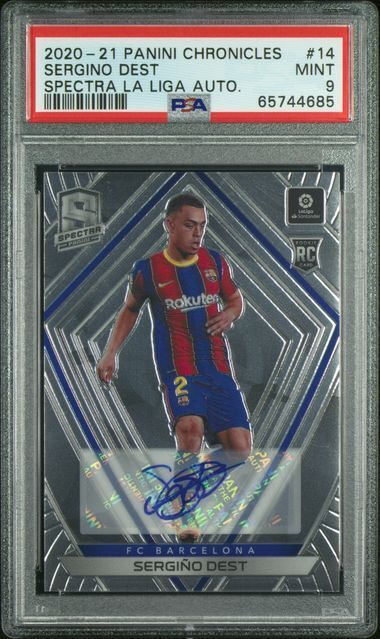 SERGINO DEST 2020-21 PANINI CHRONICLES SPECTRA LA LIGA AUTO RC /380 PSA 9 POP 7