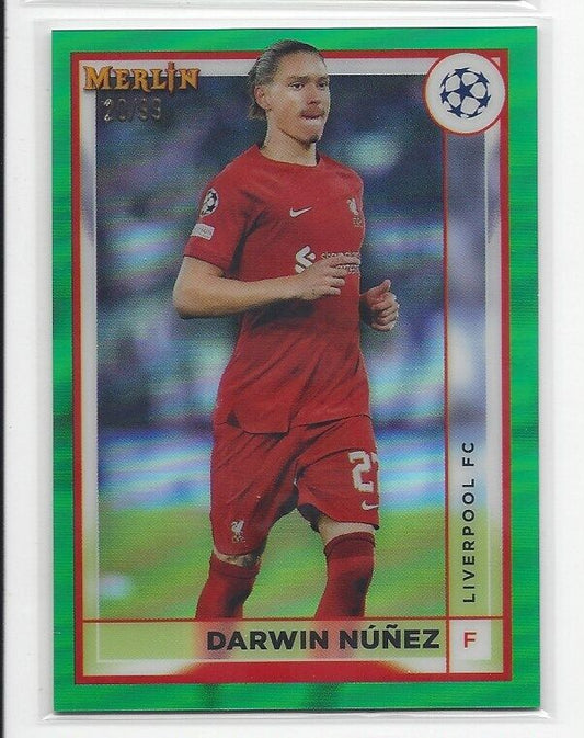 DARWIN NUNEZ 2022-23 TOPPS MERLIN CHROME GREEN REFRACTOR #D 20/99