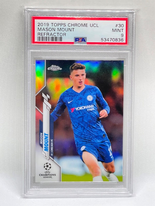MASON MOUNT 2019 TOPPS CHROME UCL REFRACTOR #30 ROOKIE RC PSA 9 MINT