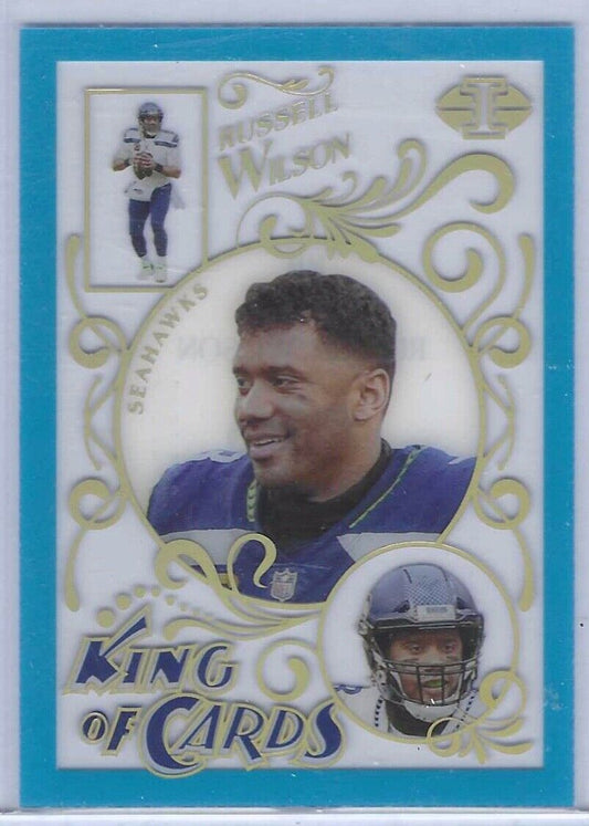 RUSSELL WILSON 2021 PANINI ILLUSIONS KING OF CARDS ACETATE BLUE #D /299