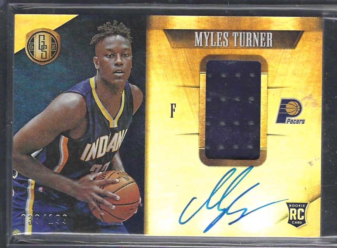 MYLES TURNER 2015-16 PANINI GOLD STANDARD RPA ROOKIE JERSEY AUTO RC #D 039/199