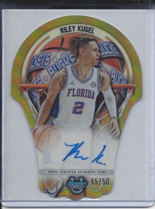 RILEY KUGEL 2023 BOWMAN'S BEST UNIVERSITY BUCKETS GOLD REFRACTOR AUTO #D 45/50