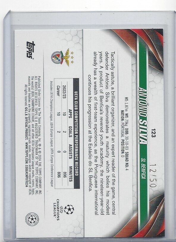 ANTONIO SILVA 2023-24 TOPPS CLUB COMPETITIONS TRUE GOLD FOIL #D 12/50