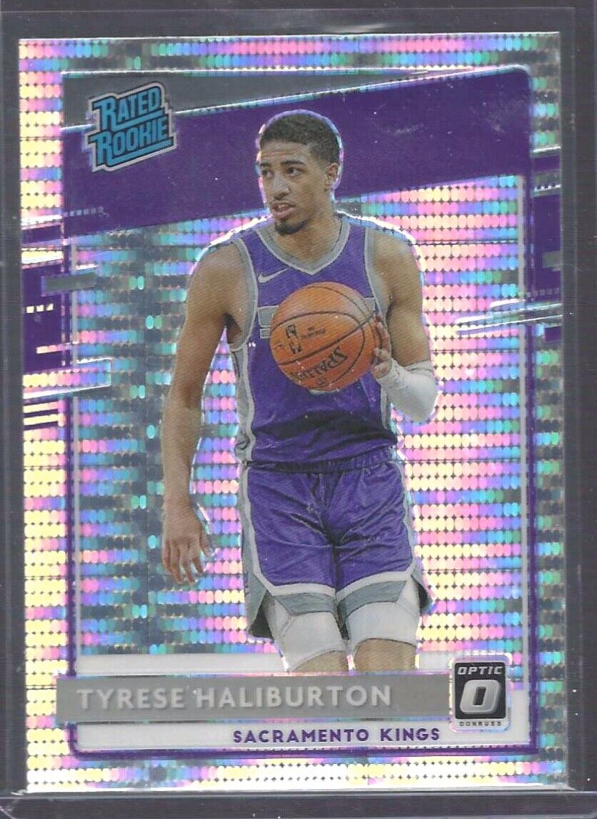 TYRESE HALIBURTON 2020-21 DONRUSS OPTIC SILVER PULSAR HOLO RATED ROOKIE RC #162