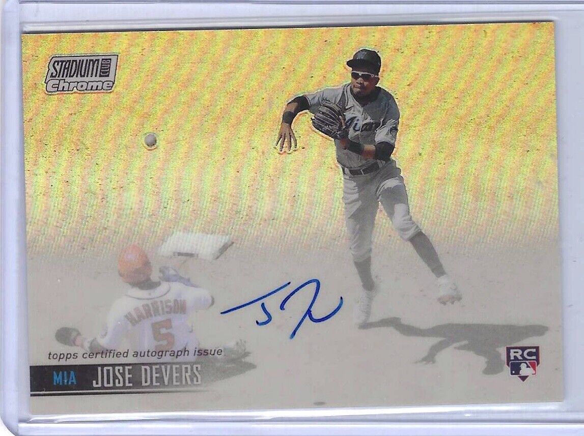 JOSE DEVERS 2021 TOPPS STADIUM CLUB CHROME REFRACTOR ON CARD AUTO RC #SCCAV-JDE