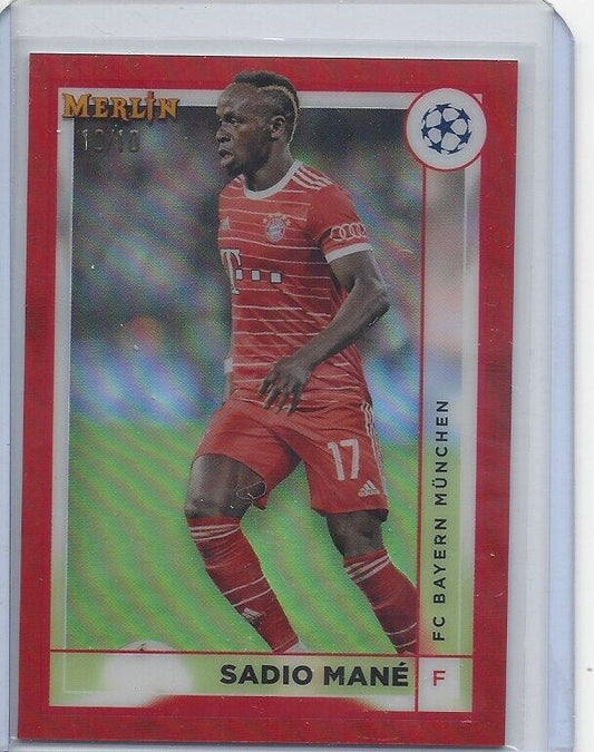 SADIO MANE 2022-23 TOPPS MERLIN CHROME TRUE RED REFRACTOR #D 10/10