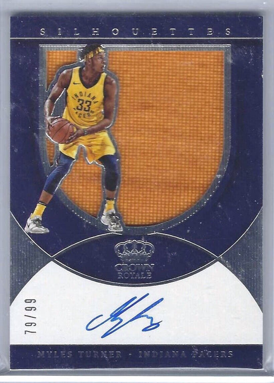 MYLES TURNER 2018-19 CROWN ROYALE SILHOUETTES JUMBO PATCH AUTO #D 79/99