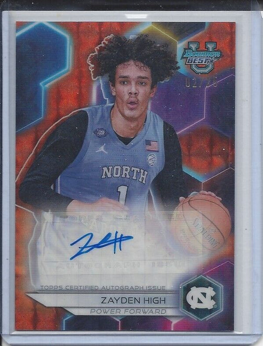 ZAYDEN HIGH 2023 BOWMAN'S BEST UNIVERSITY ORANGE GEOMETRIC REFRACTOR AUTO /25