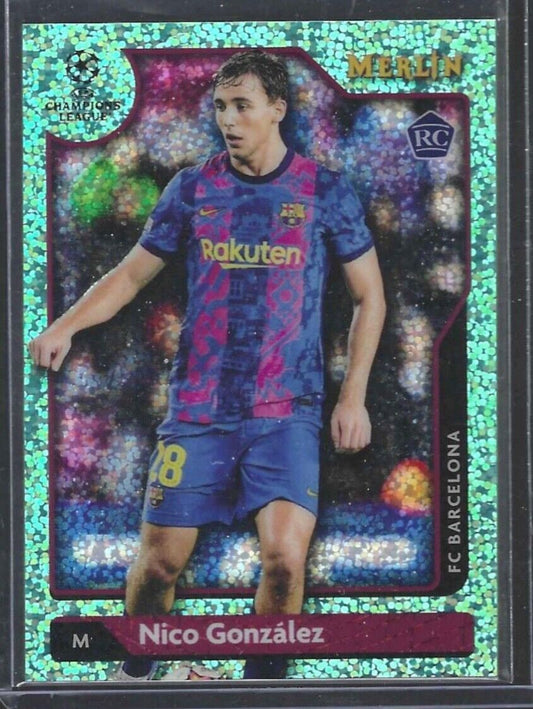 NICO GONZALEZ 2021-22 TOPPS MERLIN AQUA SPECKLE REFRACTOR ROOKIE RC #D 163/199