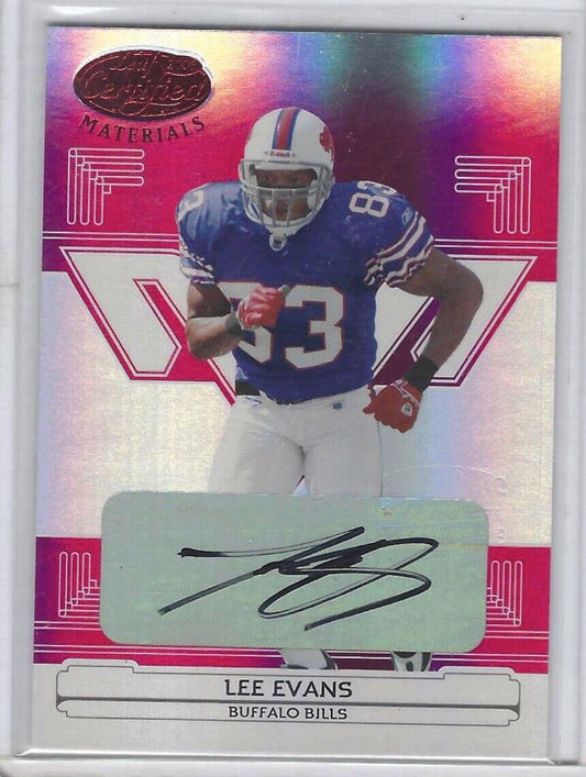 LEE EVANS 2006 DONRUSS PLAYOFF LEAF CERTIFIED RED MIRROR AUTO #D 70/75