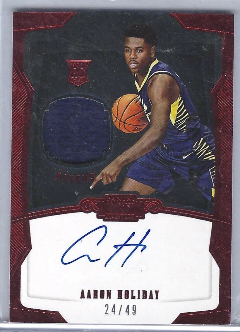 AARON HOLIDAY 2018-19 PANINI DOMINION RED RPA ROOKIE JERSEY AUTO RC #D 24/49