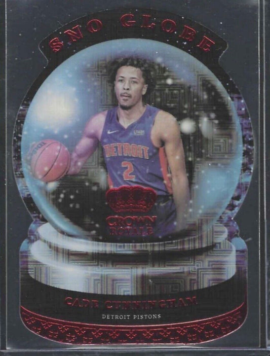 CADE CUNNINGHAM 2021-22 PANINI CROWN ROYALE DIE CUT RED FOIL SNO GLOBE RC #25