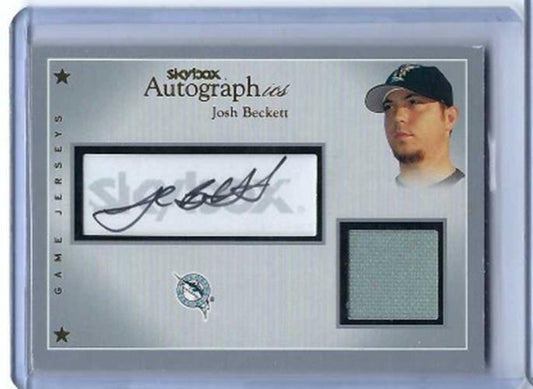 JOSH BECKETT 2004 FLEER SKYBOX AUTOGRAPHICS ON CARD AUTO JERSEY #D 63/125