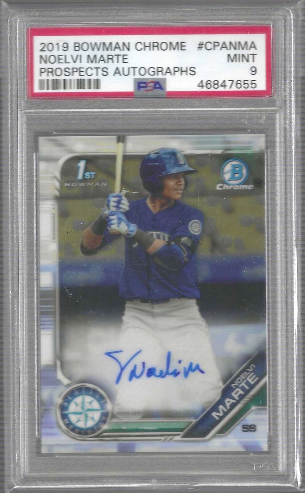 NOELVI MARTE 2019 BOWMAN CHROME 1ST PROSPECT AUTO #CPA-NMA PSA 9 MINT
