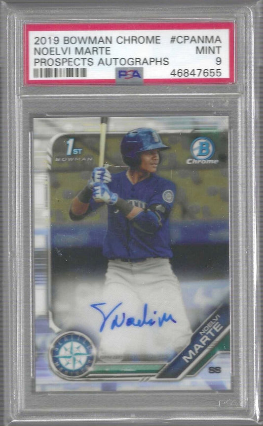NOELVI MARTE 2019 BOWMAN CHROME 1ST PROSPECT AUTO #CPA-NMA PSA 9 MINT
