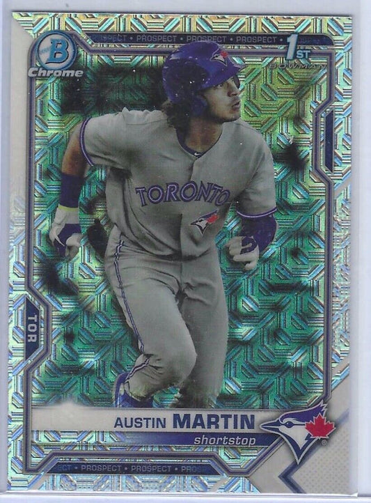 AUSTIN MARTIN 2021 BOWMAN CHROME SILVER MOJO MEGA REFRACTOR 1ST BOWMAN #BCP-87