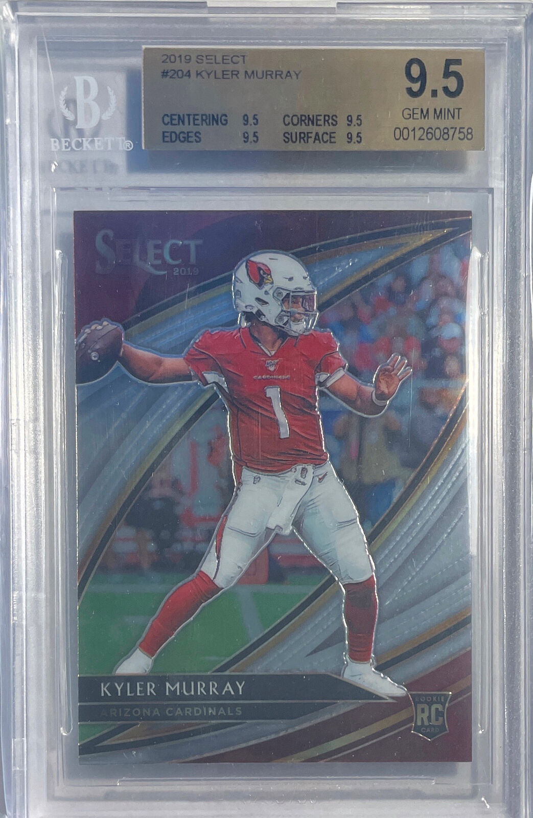 KYLER MURRAY 2019 PANINI SELECT FIELD LEVEL ROOKIE RC #204 BGS 9.5 GEM MINT