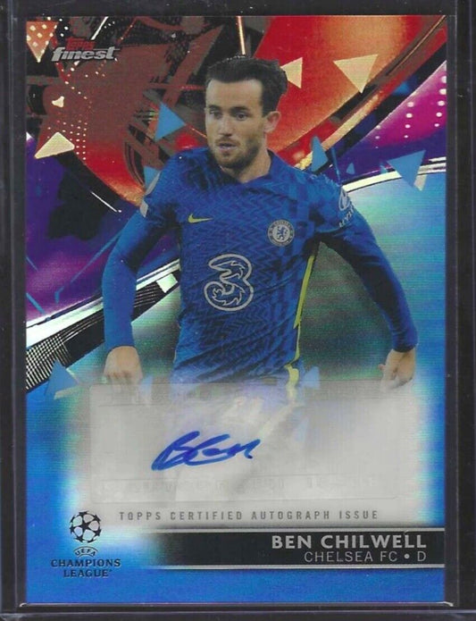 BEN CHILWELL 2021-22 TOPPS FINEST BLUE REFRACTOR AUTO #D 011/150
