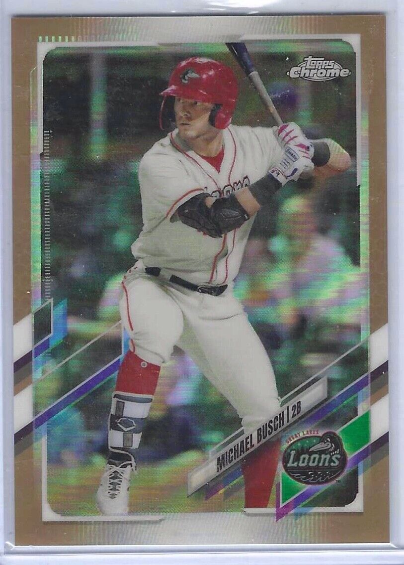 MICHAEL BUSCH 2021 TOPPS CHROME PRO DEBUT GOLD REFRACTOR #D 22/50
