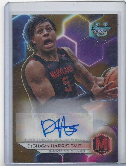 DESHAWN HARRIS-SMITH 2023 BOWMAN'S BEST UNIVERSITY GOLD REFRACTOR AUTO #D 23/50
