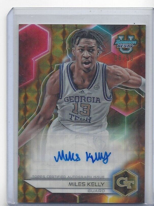 MILES KELLY 2023 BOWMAN'S BEST UNIVERSITY GOLD GEOMETRIC REFRACTOR AUTO #D 8/50