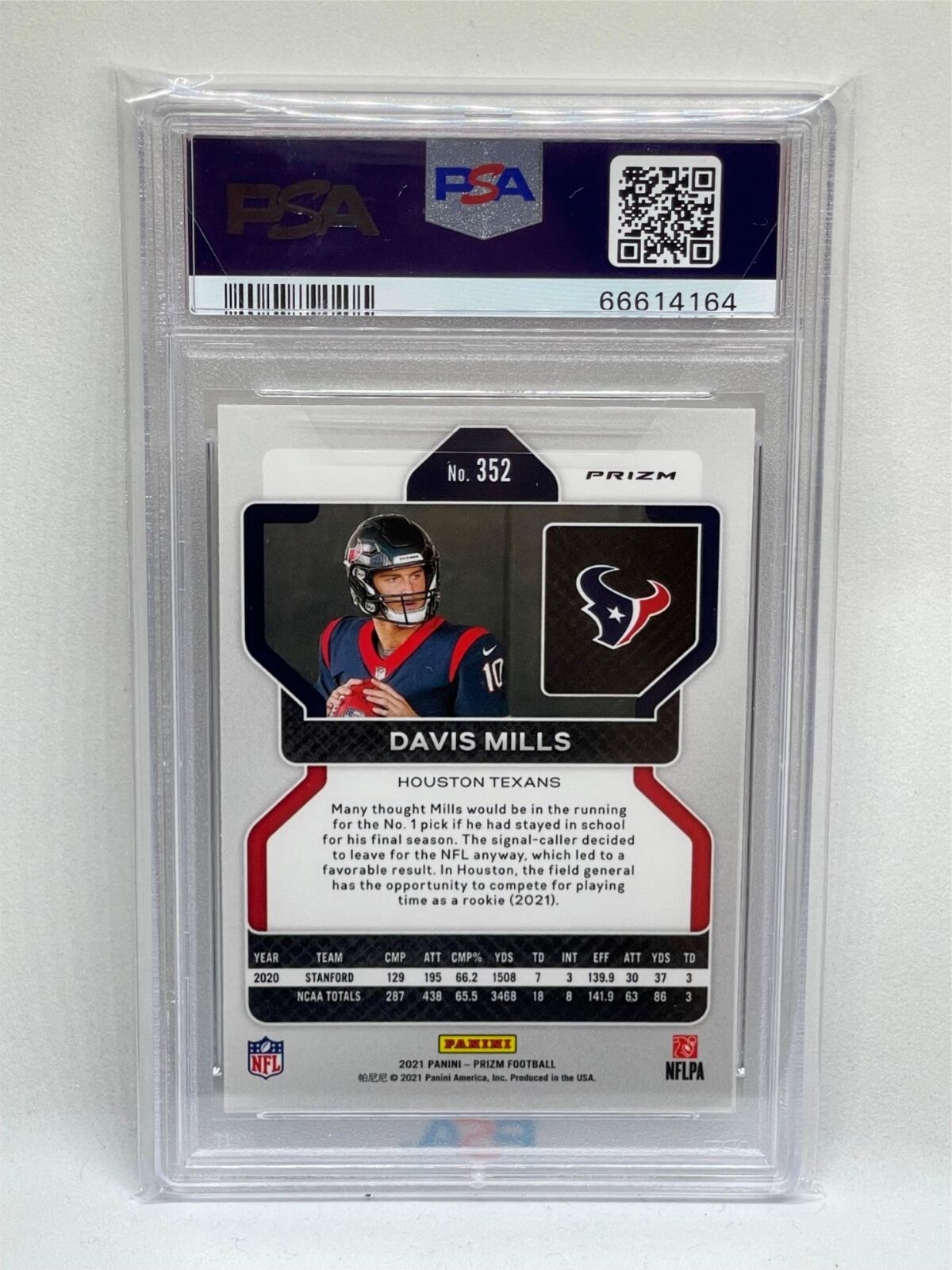 DAVIS MILLS 2021 PANINI PRIZM SILVER PRIZM ROOKIE RC #352 PSA 10 GEM MINT