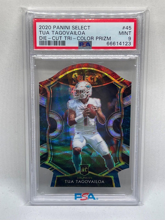 TUA TAGOVAILOA 2020 SELECT CONCOURSE TRI COLOR DIE CUT PRIZM RC #45 PSA 9 MINT