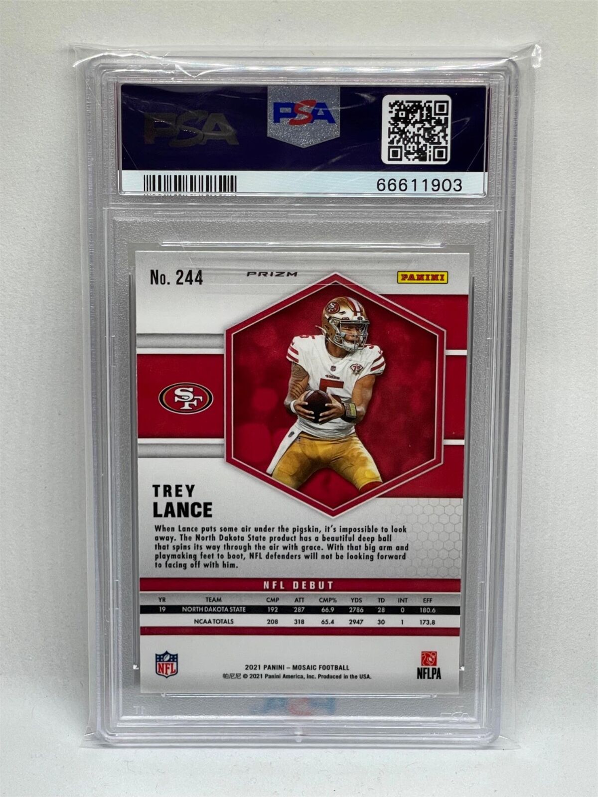 TREY LANCE 2021 PANINI MOSAIC GREEN MOSAIC PRIZM ROOKIE RC #244 PSA 10 GEM MINT