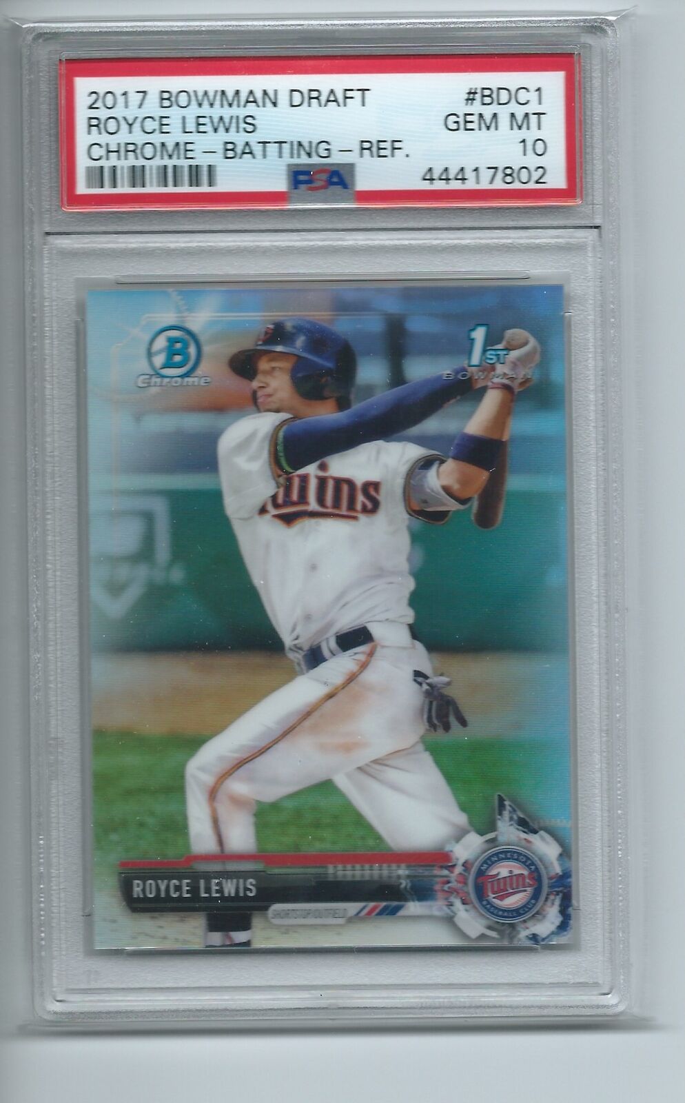 ROYCE LEWIS 2017 BOWMAN DRAFT CHROME 1ST REFRACTOR #1 PSA 10 GEM MINT