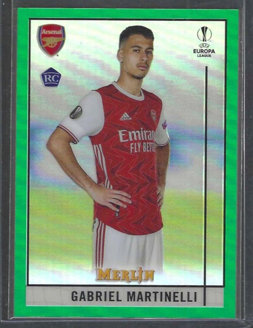 GABRIEL MARTINELLI 2020-21 TOPPS MERLIN LIME GREEN REFRACTOR ROOKIE RC #D 62/99