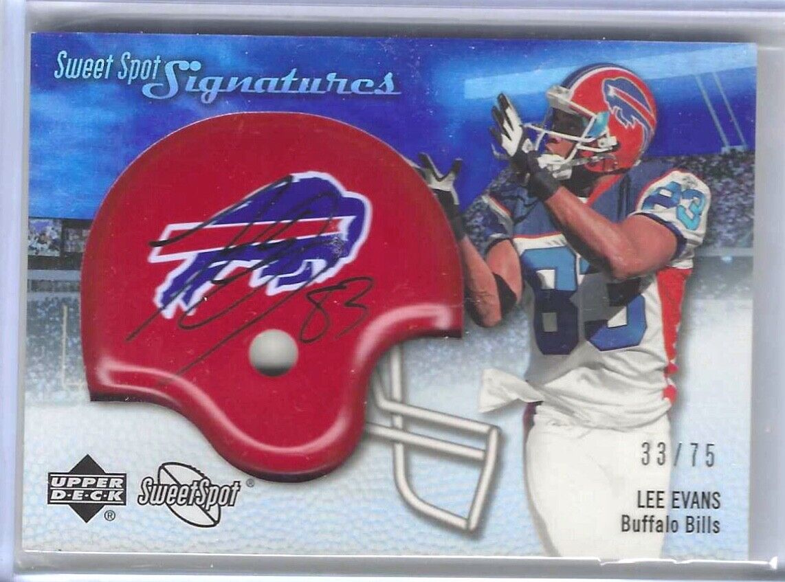 LEE EVANS 2007 UPPER DECK SWEET SPOT HELMET SIGNATURES AUTO #D 33/75