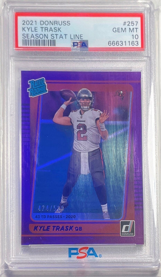 KYLE TRASK 2021 DONRUSS SEASON STAT LINE PURPLE RC #D /500 PSA 10 GEM MINT POP 4