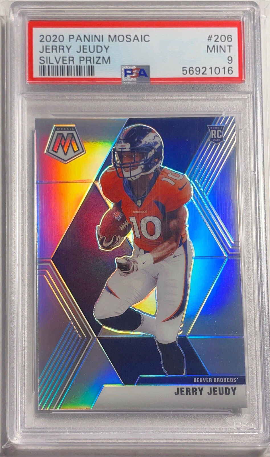 JERRY JEUDY 2020 PANINI MOSAIC SILVER PRIZM RC #206 PSA 9 MINT POP 81