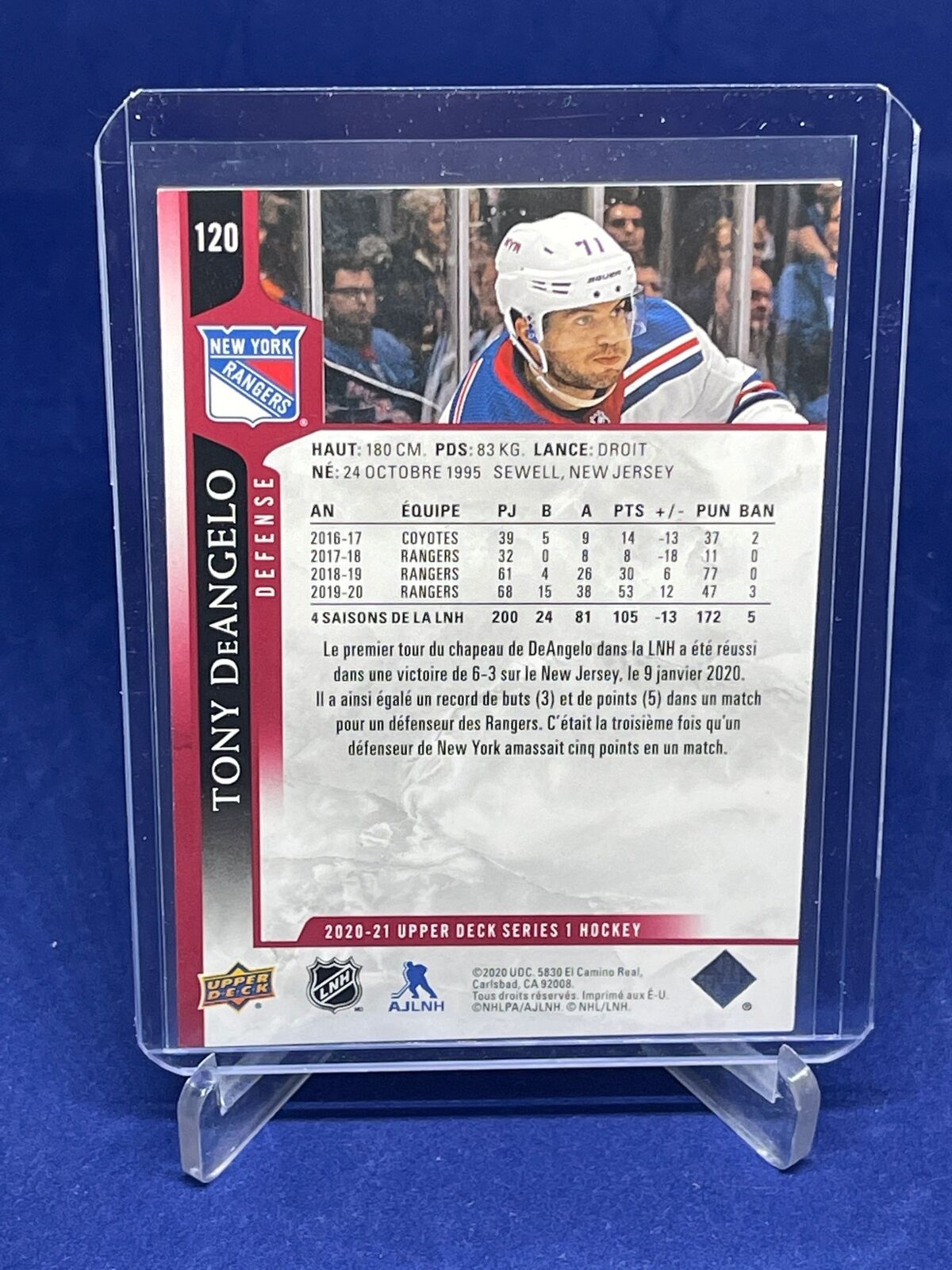 TONY DEANGELO 2020-21 UPPER DECK SERIES ONE UD EXCLUSIVES GOLD #D 65/100