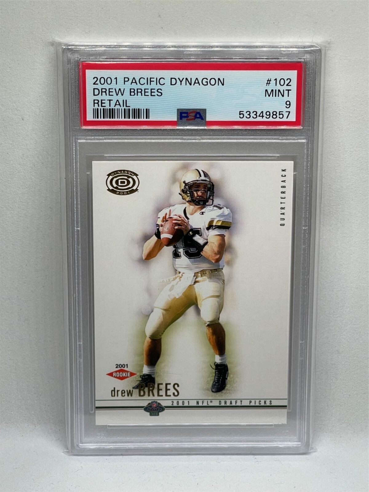 DREW BREES 2001 PACIFIC DYNAGON RETAIL ROOKIE RC #102 PSA 9 MINT