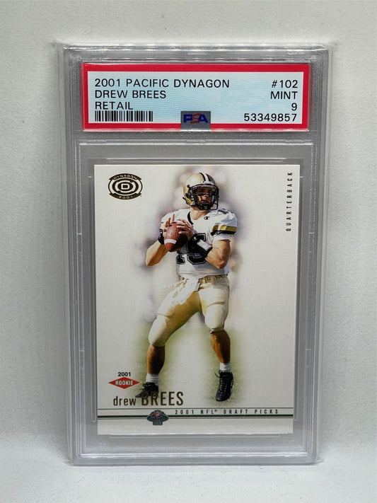 DREW BREES 2001 PACIFIC DYNAGON RETAIL ROOKIE RC #102 PSA 9 MINT