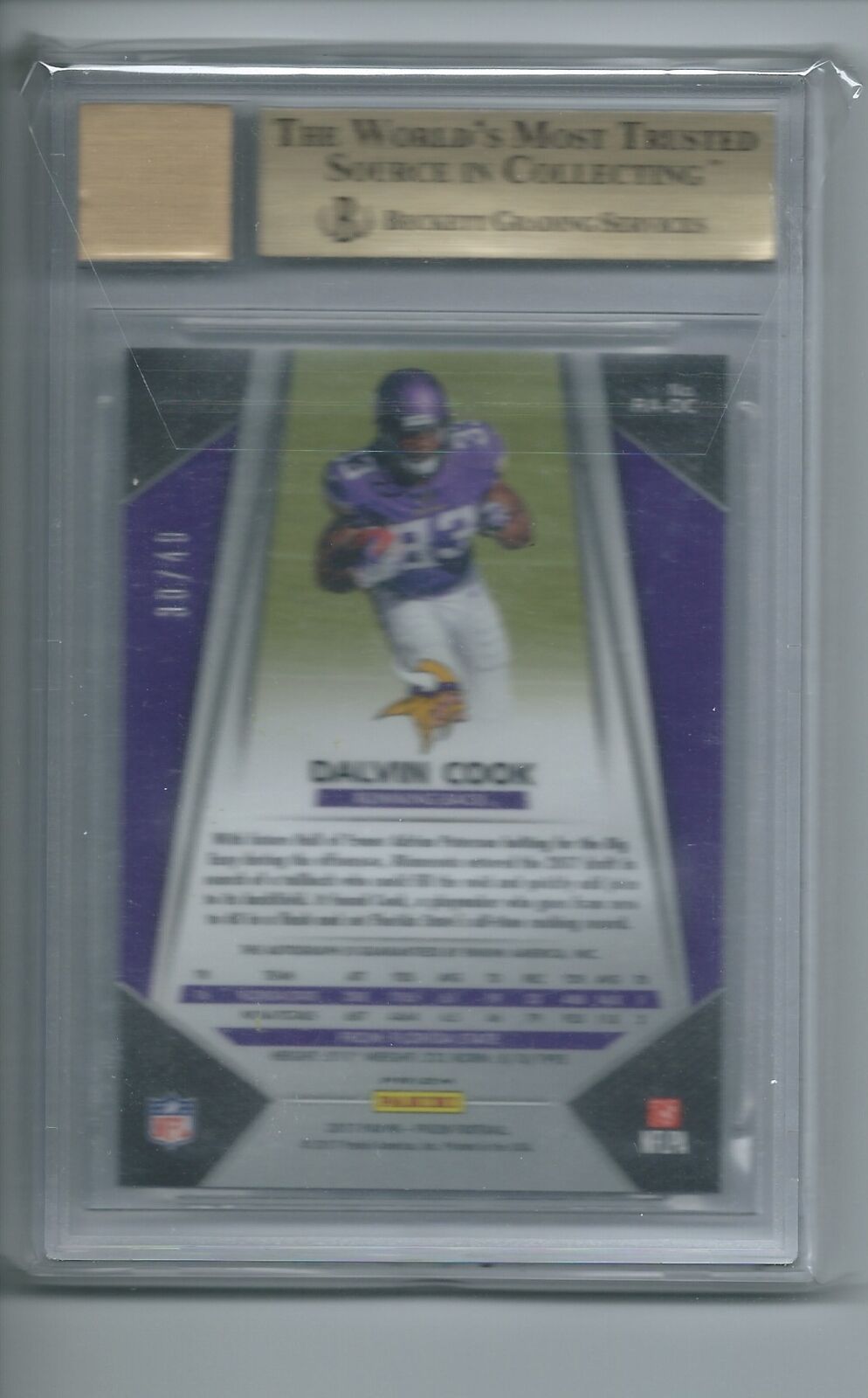 DALVIN COOK 2017 PANINI PRIZM RED POWER PRIZM AUTO RC #D 30/49 BGS 9.5 10 POP 8