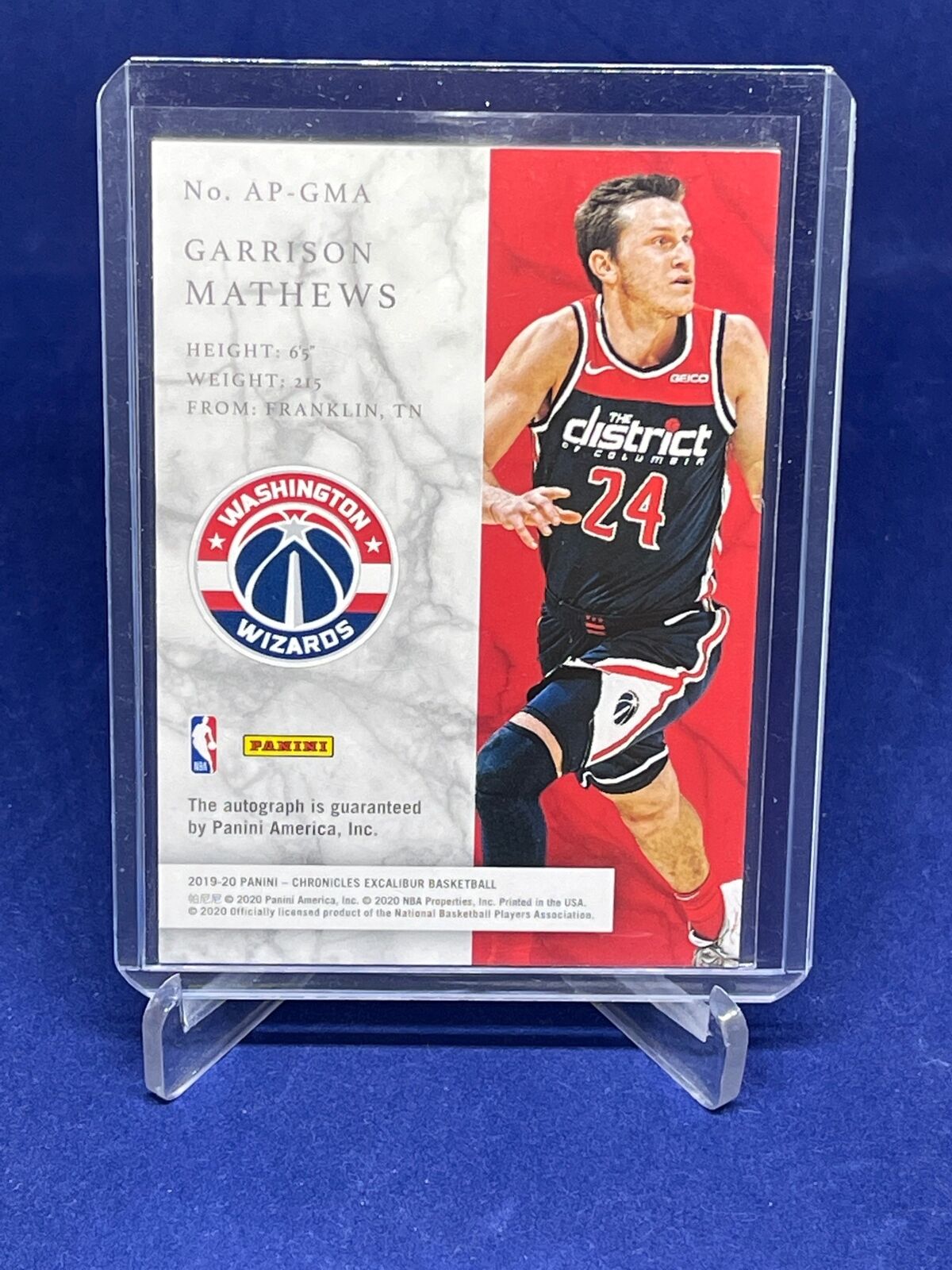 GARRISON MATTHEWS 2019-20 PANINI CHRONICLES EXACALIBUR APPRENTICE AUTO RC