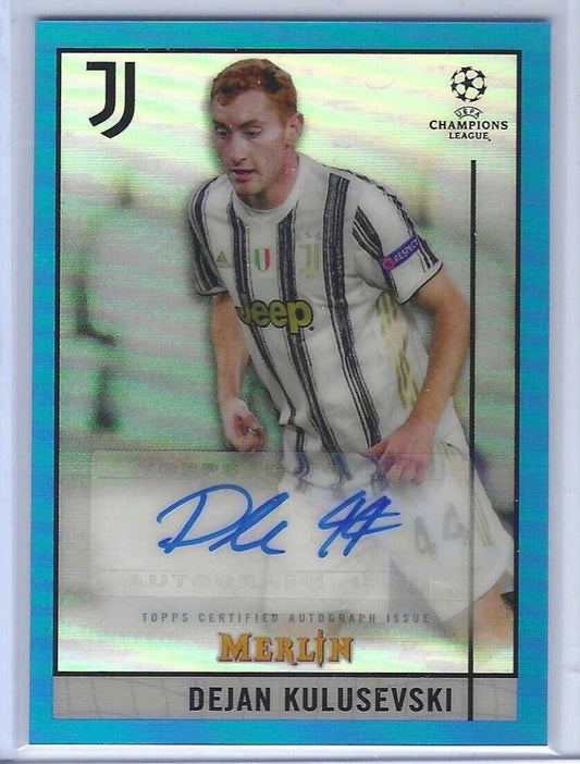DEJAN KULUSEVSKI 2020-21 TOPPS MERLIN CHROME BLUE REFRACTOR AUTO #D 60/75