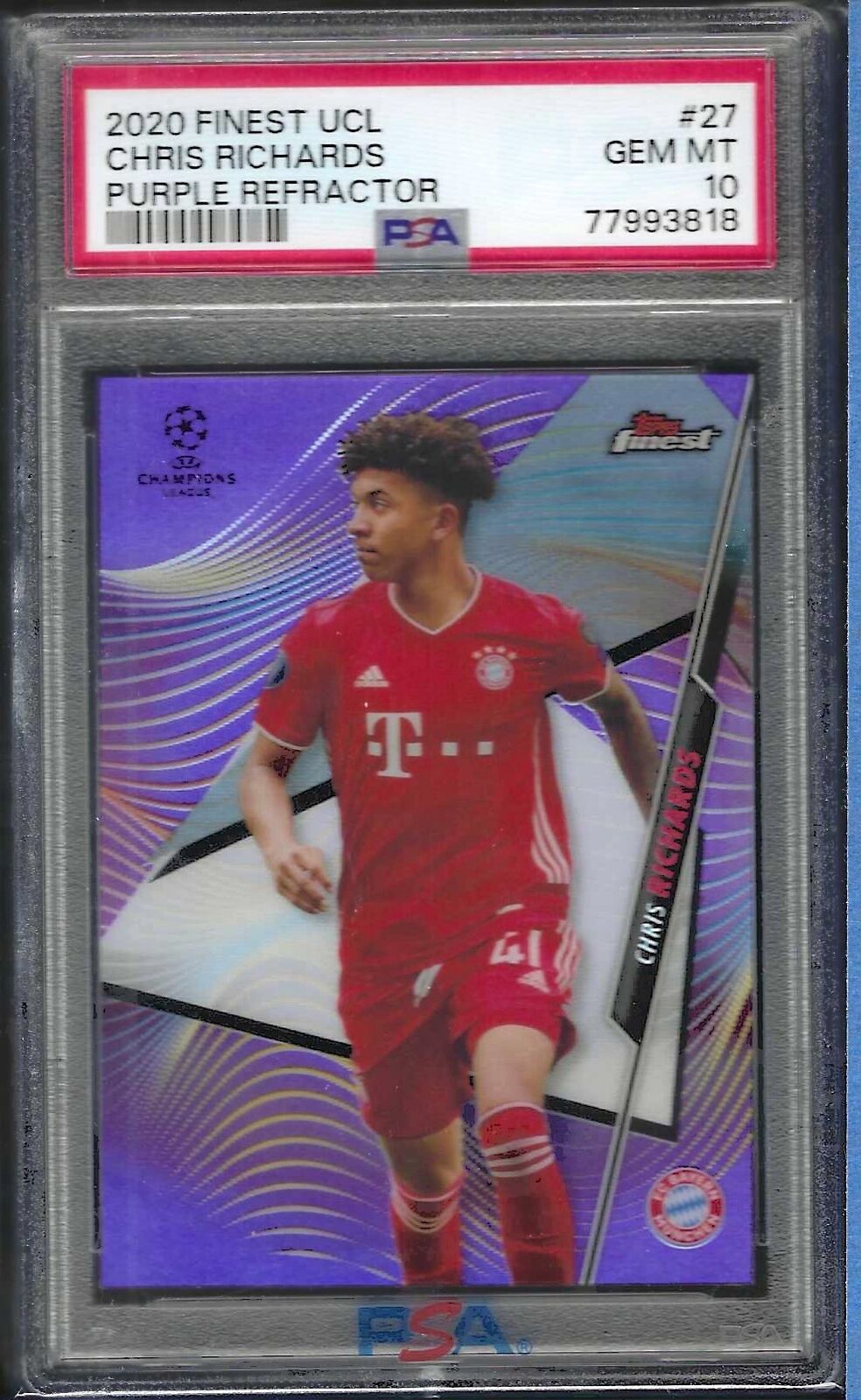 CHRIS RICHARDS 2020 TOPPS FINEST PURPLE REFRACTOR /250 PSA 10 GEM MINT POP 1/1