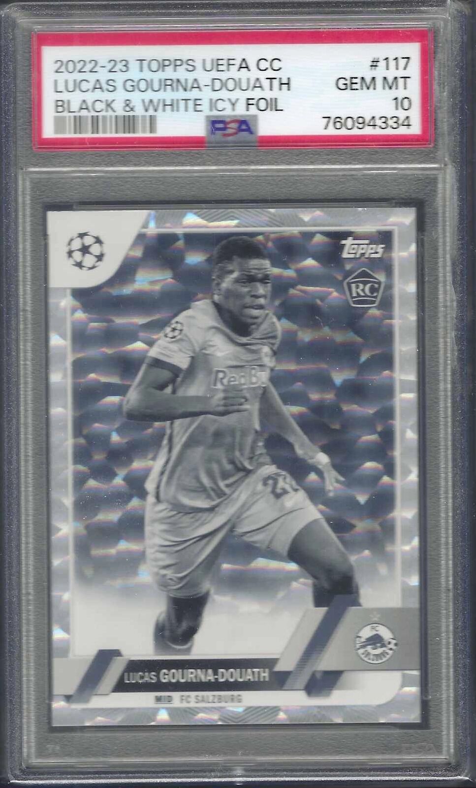 LUCAS GOURNA-DOUATH 2022-23 TOPPS BLACK AND WHITE ICY FOIL RC /150 PSA 10 POP 2