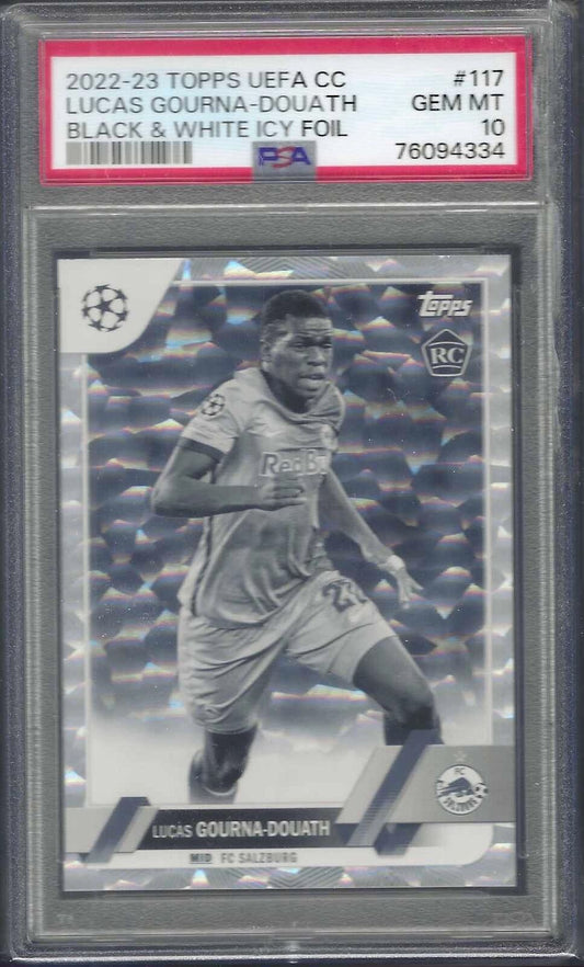 LUCAS GOURNA-DOUATH 2022-23 TOPPS BLACK AND WHITE ICY FOIL RC /150 PSA 10 POP 2