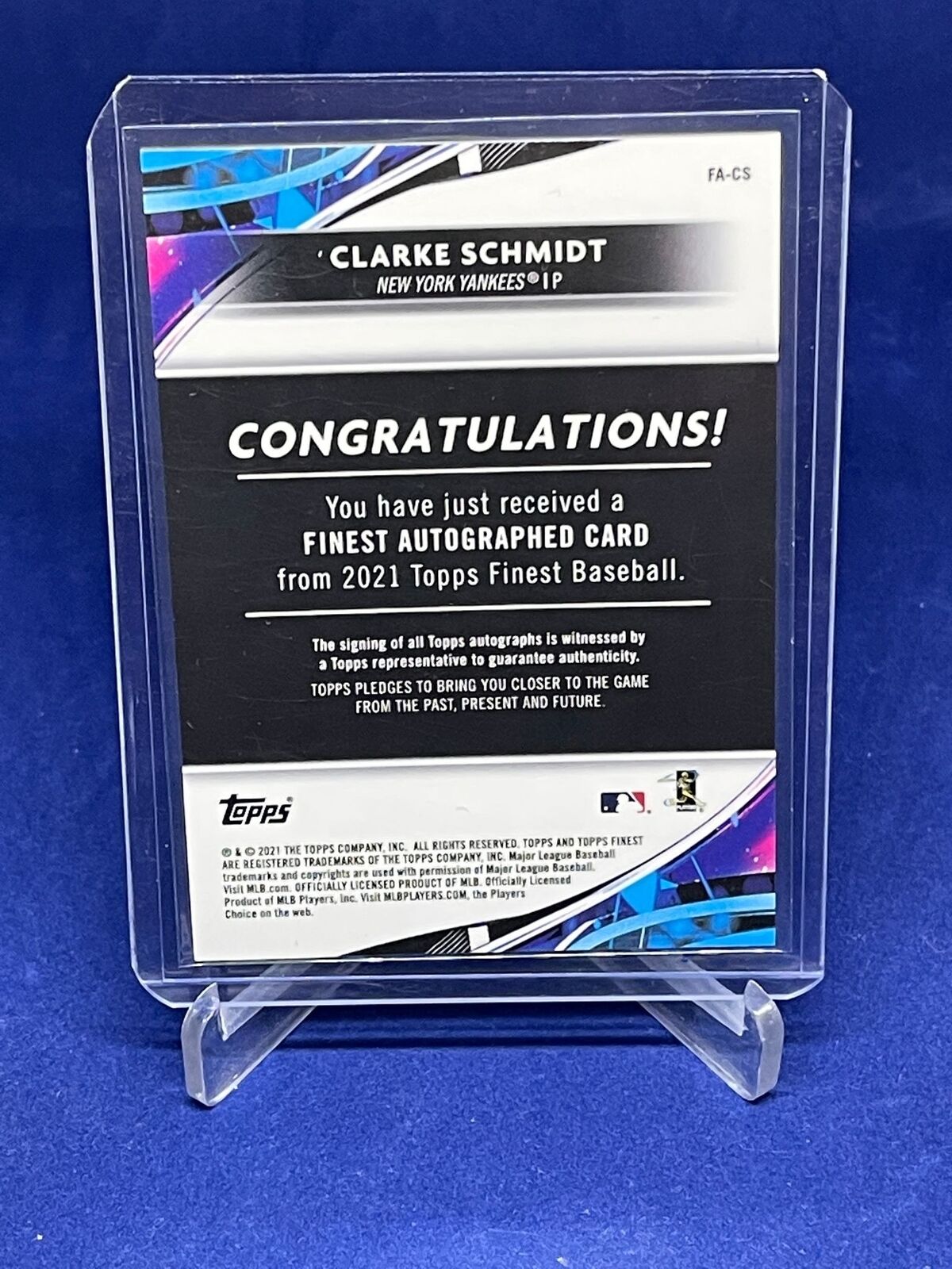 CLARKE SCHMIDT 2021 TOPPS FINEST ON CARD AUTO GREEN REFRACTOR ROOKIE RC #D 70/99