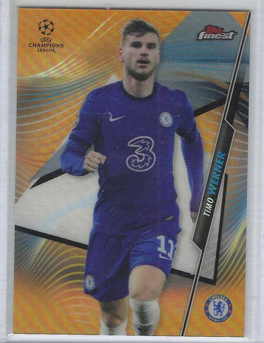 TIMO WERNER 22020-21 TOPPS FINEST UEFA ORANGE REFRACTOR #D 15/25