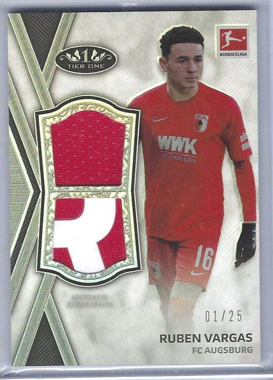 RUBEN VARGAS 2020-21 TOPPS TIER ONE BUNDESLIGA SILVER DUAL PATCH #D 01/25