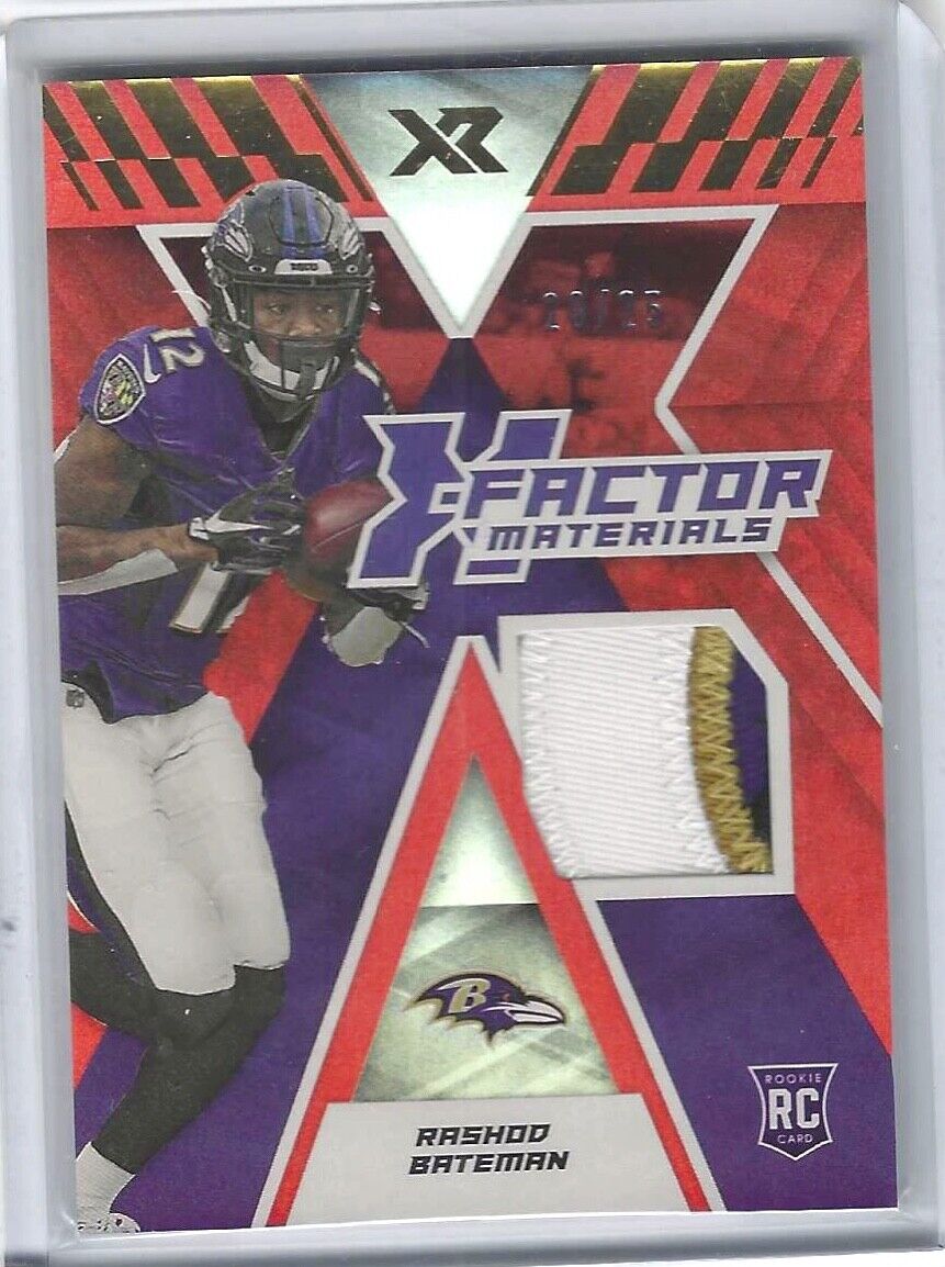 RASHOD BATEMAN 2021 PANINI XR ORANGE FOIL ROOKIE PATCH RC #D 20/25