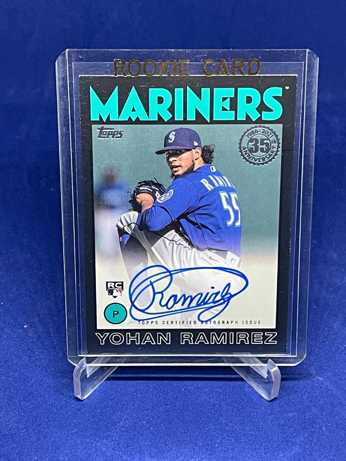 YOHAN RAMIREZ 2021 TOPPS 1986 BLACK ON CARD AUTO ROOKIE RC #D 177/199